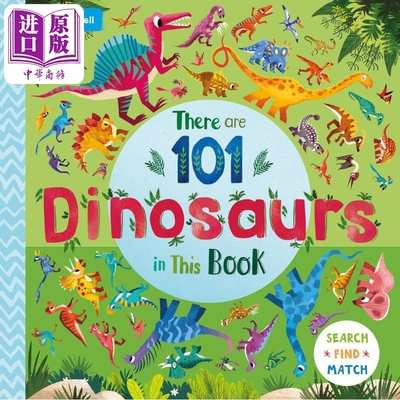 101恐龙在这里 There are 101 Dinosaurs in This Book英文原版 儿童动物图画书 翻翻纸板书2-6岁 配对游戏活动书【中商原版?