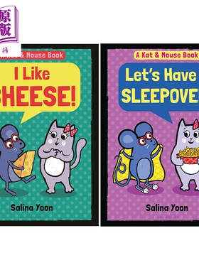 猫鼠俏冤家1-2 共2册 Salina Yoon A Kat & Mouse Book I Like Cheese 英文原版 儿童漫画故事绘本 精装 获奖作家【中商原版】