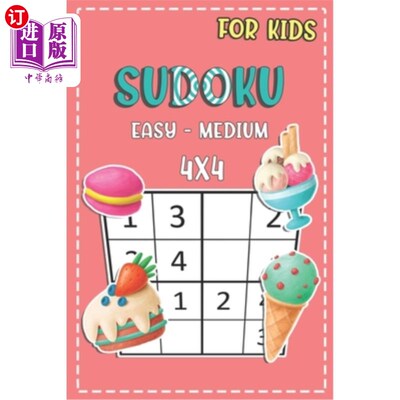 海外直订Sudoku For Kids Easy - Medium 4x4: Fun And Challenging Activity Book For Kids Ag 儿童数独简易-中型4