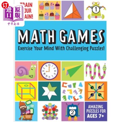 海外直订Train Your Brain: Math Games: (Brain Teasers for Kids, Math Skills, Activity Boo 训练你的大脑:数学游戏:(儿