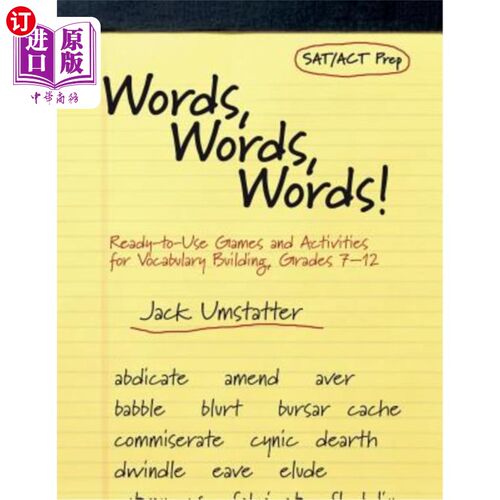 海外直订Words, Words, Words!: Ready-To-Use Games and Activities for Vocabulary Building, 文字，文字，文字！：准备好使用