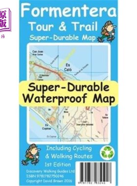 海外直订Formentera Tour and Trail Super Durable Map Formentera旅游和小径超级耐用地图