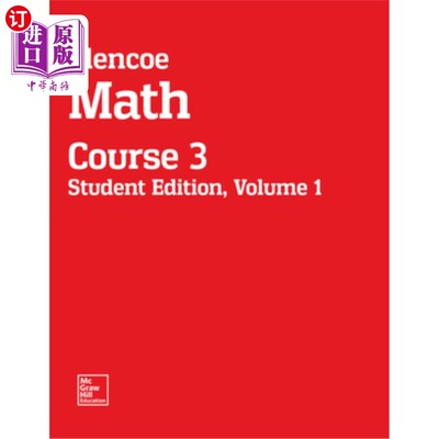 海外直订Glencoe Math, Course 3, Student Edition, Volume 1 格伦科数学，课程3，学生版，第1卷