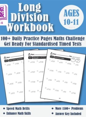 海外直订Long Division Workbook Year 6 - KS2: 100 Days of Practice Pages Timed Tests - Di 长除法练习册第6年-