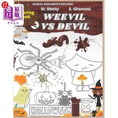 海外直订Weevil vs Devil Coloring Book: Learn, Read, Color, Relax and Funny Activity Book 象虫与魔鬼着色书:学习，阅