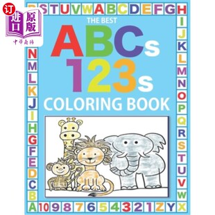 海外直订The Pages and Fun Coloring 123 最好 abc 123s Book Big Letters Characters ABCs Best