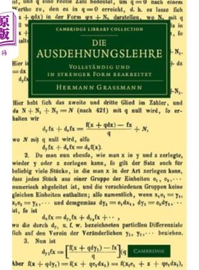 海外直订Die Ausdehnungslehre: Vollst?ndig Und in Strenger Form Bearbeitet 推广课程:还有，嗯