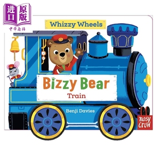 英文原版 火车 Wheels 小熊很忙车轮书 幼儿纸板书绘本 中商原版 Bear 进口童书 Bizzy Whizzy 亲子图画故事书 Train