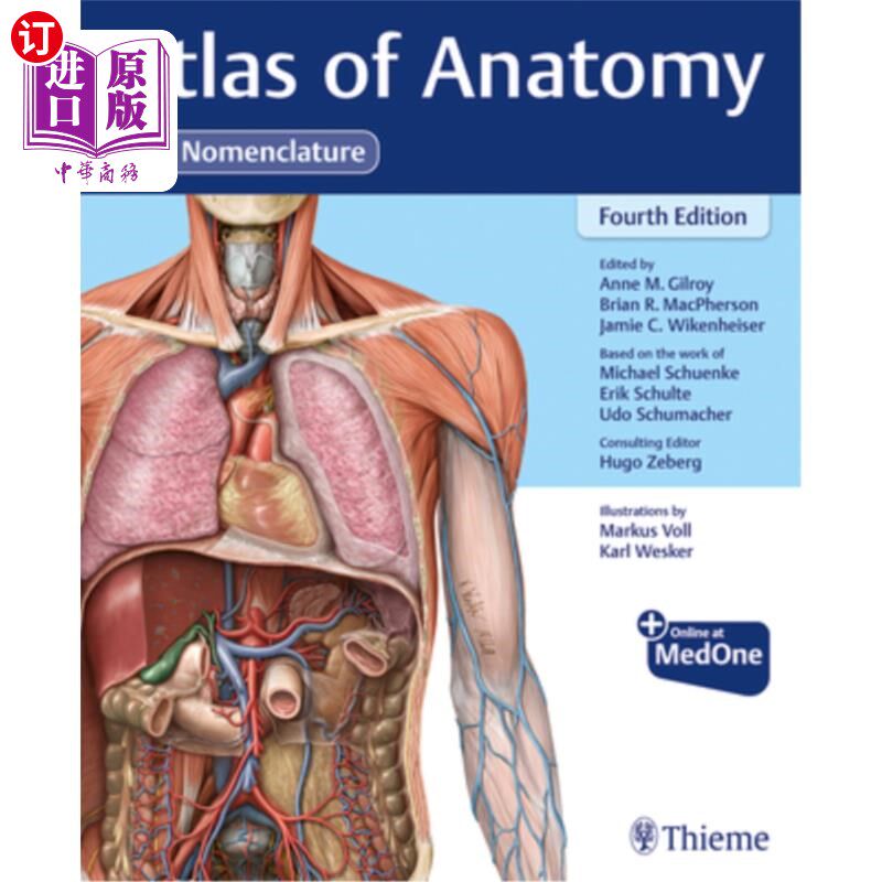海外直订医药图书Atlas of Anatomy, Latin Nomenclature 解剖学图集，拉丁命名法