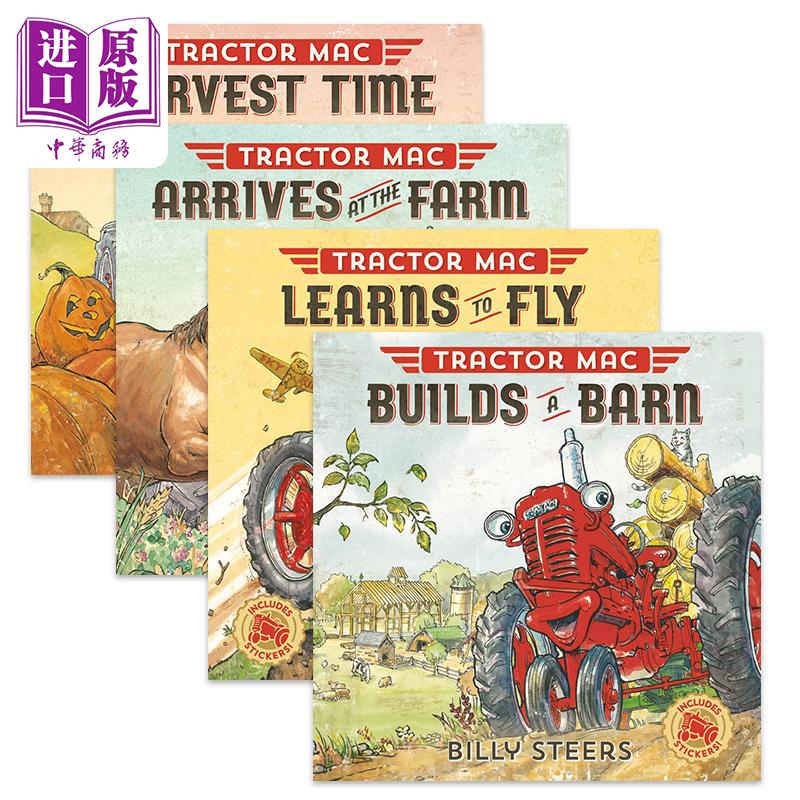 Tractor Mac 拖拉机麦克系列4册套装 Harvest Time Farm Learns to Fly Builds a Barn 英文原版进口图书儿童绘本【中商原版】