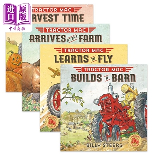 英文原版 拖拉机麦克系列4册套装 Farm Time Tractor Barn 进口图书儿童绘本 Harvest Builds Fly 中商原版 Learns Mac