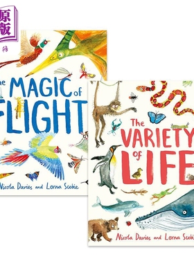 现货 Lorna Scobie 动物知识科普英文儿童绘本2册套装 The Magic of Flight 飞行的魔力 Variety of Life 多样的生物【中商原版】