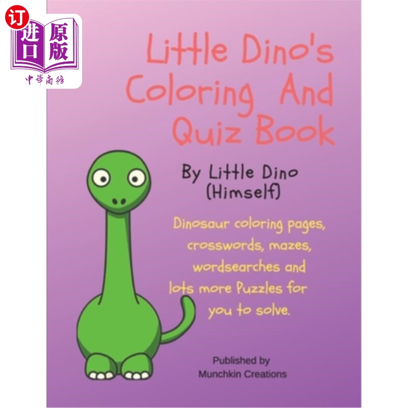 海外直订Little Dino's Coloring And Quiz Book 小迪诺的涂色和测验书