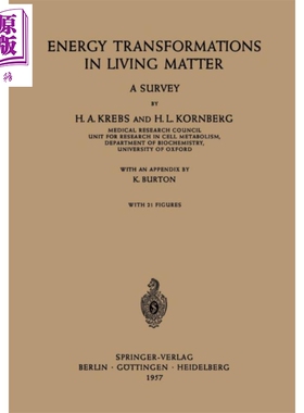 现货 生活物质中的能量转化 第1版 英文原版 Energy Transformations in Living Matter Sir Hans Adolf Krebs【中商原版】