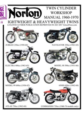 海外直订NORTON 1960-1970 LIGHTWEIGHT AND HEAVYWEIGHT TWIN CYLINDER WORKSHOP MANUAL 250cc 诺顿1960-197