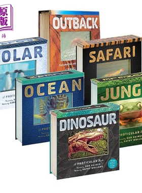 预售 光与影视觉书系列 会动的3D图片书立体绘本6册 Jungle丛林Ocean海洋Dinosaur恐龙 Outback Safari Polar 英文原版【中商原版?