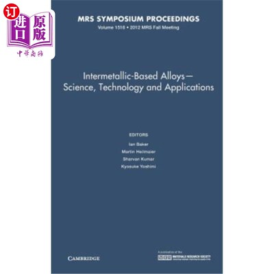 海外直订Intermetallic-Based Alloys―Science, Technology and Applications 金属间化合物基合金&8213；科学、技术与