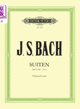 海外直订古英语 Cello Suites BWV 1007-1012 for Cello Solo 大提琴组曲BWV 1007-1012大提琴独奏