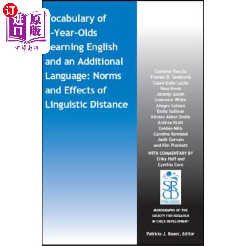 海外直订Vocabulary of 2-Year-Olds Learning English and an Additional Language: Norms and 2岁儿童学习英语和其他语言