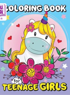 海外直订Coloring Book for Teenage Girls: Animals and Flowers Adults Coloring Pages Stres 少女涂色书：动物与花卉成人