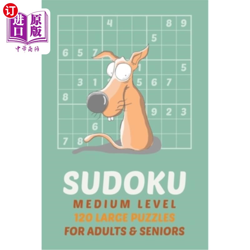 海外直订Sudoku Medium Level 120 Large Puzzles for Adults & Seniors: Puzzles for Mindful  数独中等水平120大拼图为成