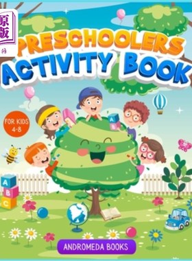 海外直订Preschoolers Activity Book for kids 4-8: A coloring book with scissors skills, c 学龄前儿童活动书4-8：一本