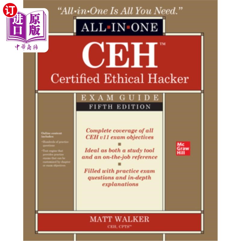 海外直订Ceh Certified Ethical Hacker All-In-One Exam Guide, Fifth Edition Ceh认证道德黑客一体化考试指南，第五版