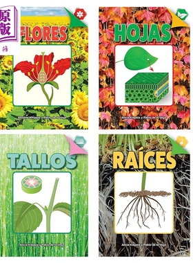 Spanish Science Readers 西班牙语少儿科普读物 植物系列4册套装 2-4年级 7-10岁 Flores Hojas Raíces Tallos【中商原版】