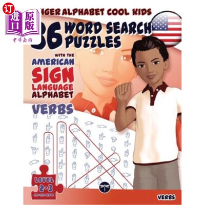 海外直订36 Word Search Puzzles with the American Sign Language Alphabet: Cool Kids Volum 36美国手语字母表单词搜索谜