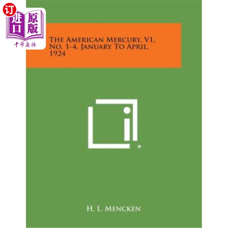 海外直订The American Mercury, V1, No. 1-4, January to April, 1924 美国水星，V1，1-4号，1924年1-4月