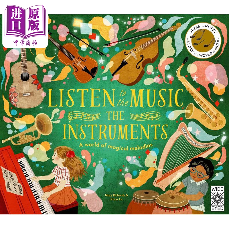 发声音乐书 乐器 Listen to the Music The Instruments 英文原版 儿童绘本 活动玩具书 精装精品绘本 进口童书【中商原版】