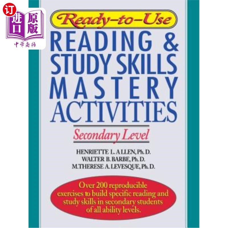 海外直订Ready-To-Use Reading & Study Skills Mastery Activities: Secondary Level 即时使用的阅读和学习技能掌握活动:二