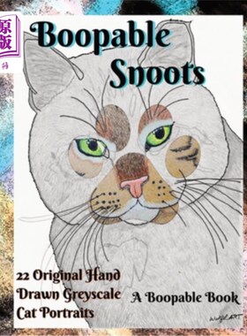 海外直订B00pable Sn00ts: Greyscale Cats: 22 Original hand drawn shaded portraits of cats b00able Sn