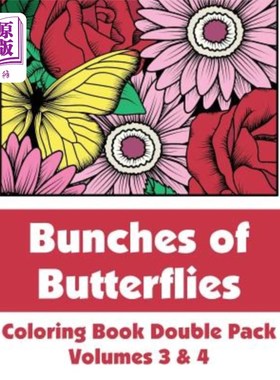 海外直订Bunches of Butterflies Coloring Book Double Pack (Volumes 3 & 4) 蝴蝶彩绘书双装(第3、4册)