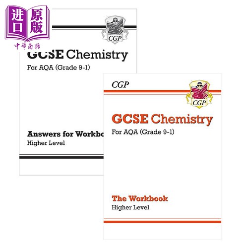 英国CGP原版 Grade 9-1 GCSE Chemistry AQA Workbook Higher 中学 进阶高级化学 考试备考套装2册 练习册 含答案【中商原版?