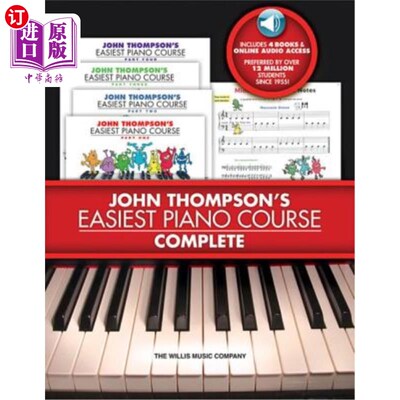 海外直订John Thompson's Easiest Piano Course - Complete: 4-Book/Audio Boxed Set 约翰汤普森最简单的钢琴课程-完成：4