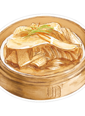 粤式早茶百叶水彩手绘点心异型