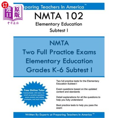 海外直订NMTA 102 Elementary Education Subtests I: NMTA 102 Reading and English Language  NMTA 102基础