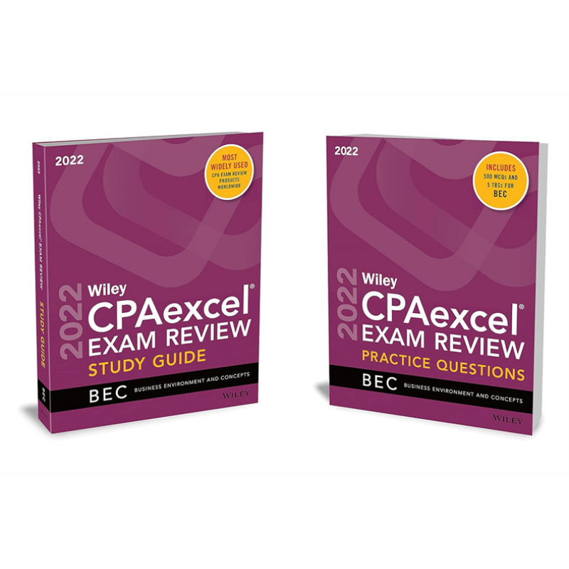 预售 Wiley注册会计师2022年学习指南+题集商业环境和概念 WileyCpa 2022 Study Guide + Question Pack 英文原版【中商原版】