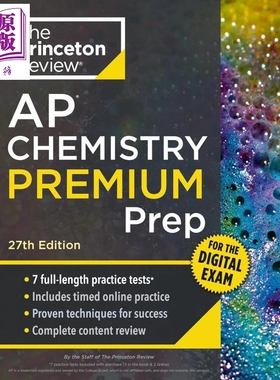 新版2026年普林斯顿AP大学考试备考化学高级备考指南 Princeton Review AP Chemistry Premium Prep 27th Edition【中商原版?
