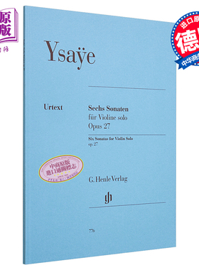Six Sonatas op. 27 for Violin solo 进口艺术 伊萨伊六首小提琴奏鸣曲 op27 独奏无伴奏 带指法【中商原版】