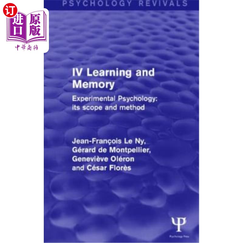 海外直订Experimental Psychology Its Scope and Method: Volume IV (Psychology Revivals): L 实验心理学:范围与方法:第四