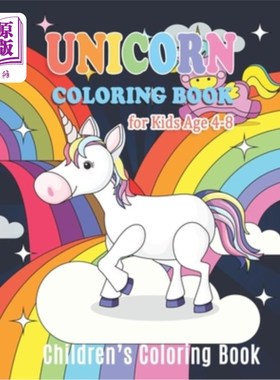 海外直订Unicorn Coloring Book for Kids Ages 4-8: Beautiful Designs with a variety of cut 4-8岁儿童独角兽着色书:美丽