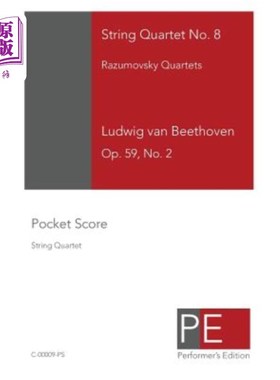 海外直订String Quartet No. 8: Pocket Score 弦乐四重奏第8号：袖珍乐谱