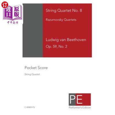 海外直订String Quartet No. 8: Pocket Score 弦乐四重奏第8号：袖珍乐谱