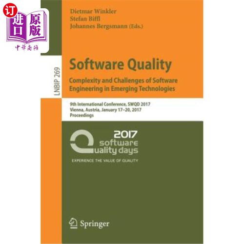 海外直订Software Quality. Complexity and Challenges of Software Engineering in Emerging  软件质量。新兴技术中软件工
