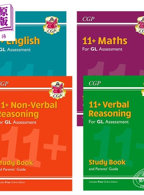 预售 英国CGP原版 11+ GL English Maths Reasoning Study Book 小学3-6年级英语 数学 逻辑推理 学练套装4册 含电子版【中商原版?