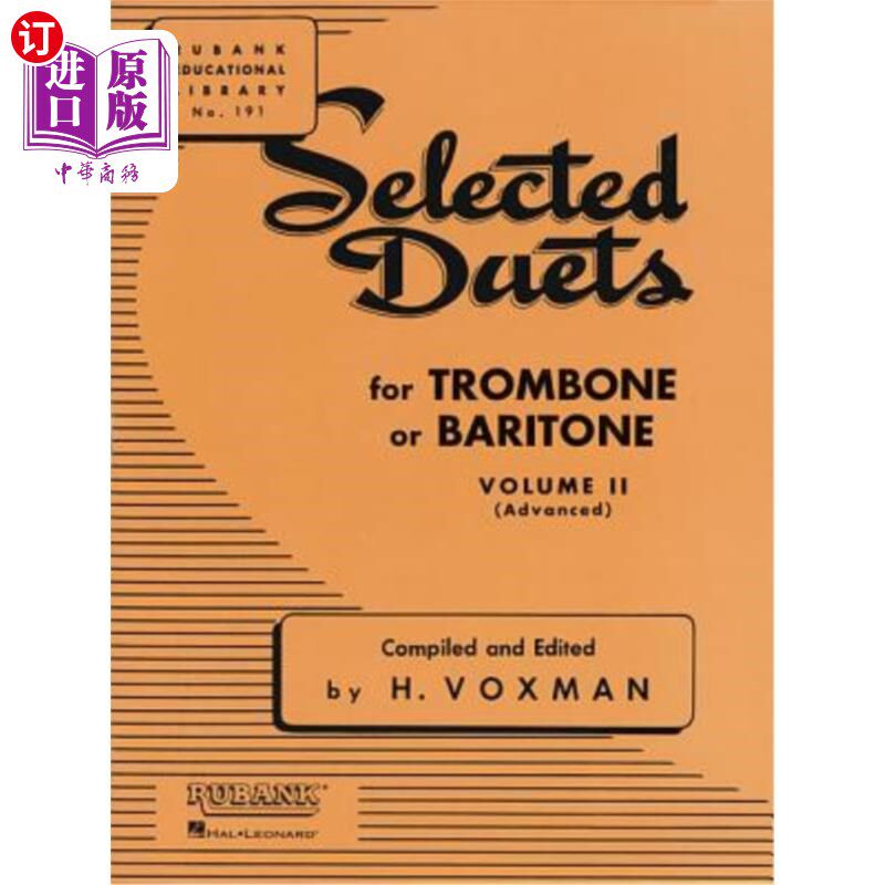 海外直订Selected Duets for Trombone or Baritone, Volume II (Advanced) 长号或男中音精选二重奏，第2卷