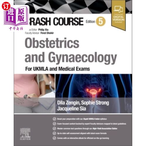 海外直订Crash Course Obstetrics and Gynaecology: For Ukmla and Medical Exams 妇产科速成班：Ukmla和医学考试