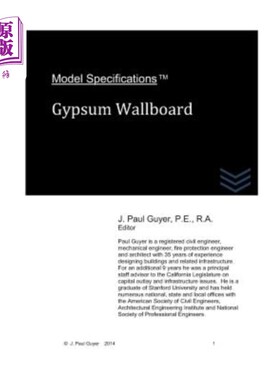 海外直订Model Specifications: Gypsum Wallboard 型号规格:石膏墙板